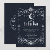 Silver Moon Gothic Baby Bat Lantern Baby shower Kaart (Voorkant / Achterkant)