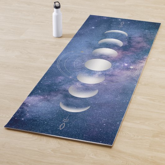 Silver Moon Phases, Paarse Galaxy Yoga Mat (In situ)
