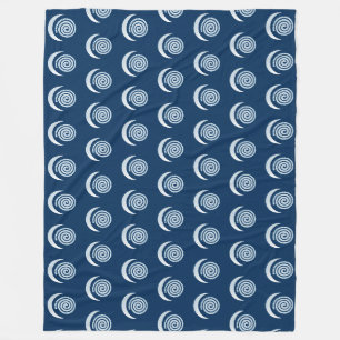 Silver Moon Spiral op donkerblauw Fleece Deken