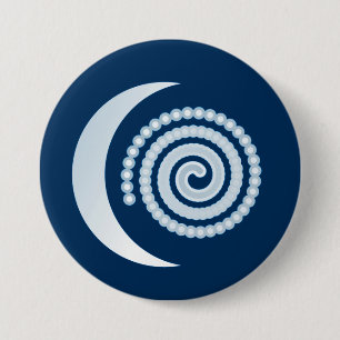 Silver Moon Spiral op donkerblauw Ronde Button 7,6 Cm