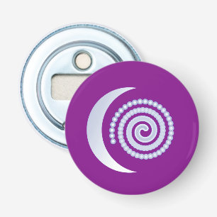 Silver Moon Spiral op paars Button Flesopener