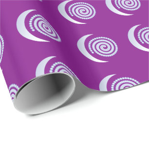 Silver Moon Spiral op paars Cadeaupapier