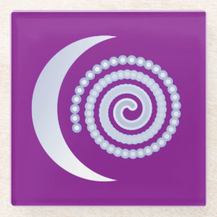 Silver Moon Spiral op paars Glazen Onderzetter