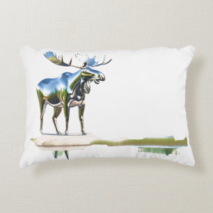 Silver Moose Standbeeld Reflectie Accent Kussen