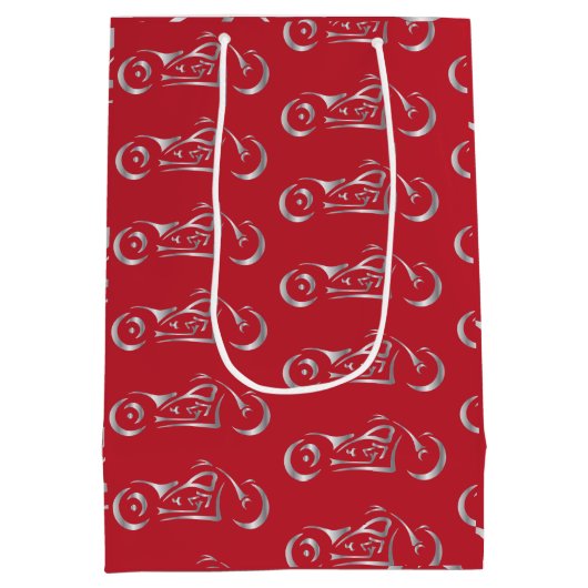 Silver-motorsilhouet voor een motorfiets medium cadeauzakje (Achterkant)