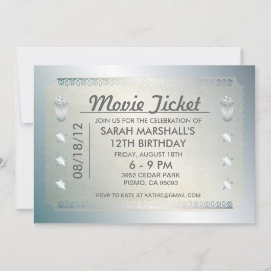Silver Movie Ticket Kaart (Voorkant)