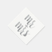 Silver Mr. & Mrs. Cocktail servetten, folie letter Servetten (Hoek)