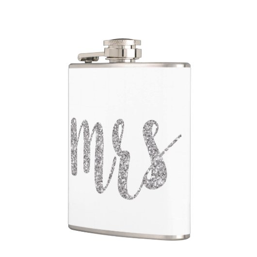 Silver Mrs. flask, glitter font Heupfles (Links)