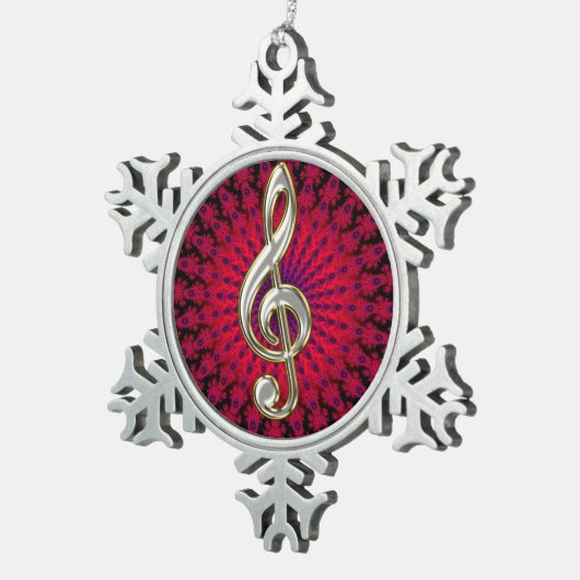 Silver Music Treble Clef Snowflake Ornament (Rechts)