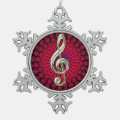 Silver Music Treble Clef Snowflake Ornament (Voorkant)