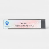 Silver Name Bord met Logo & Slogan Bureau Naambordje (Voorkant)