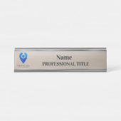  Silver Name Bord met Logo & Slogan Bureau Naambordje (Voorkant)