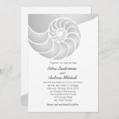 Silver Nautilus Shell Beach Wedding Kaart (Voorkant / Achterkant)