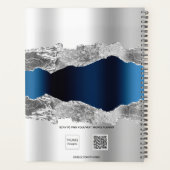Silver navy blue agate marble name elegant 2023 planner (Achterkant)