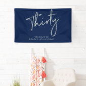 Silver & Navy Blue Birthday Party Welcome Banner (Insitu)