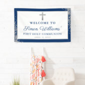 Silver Navy Blue First Heilige Commune Banner (Insitu)