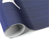 Silver Navy Blue Glitter Brushed Metal Monogram Cadeaupapier (Rol Hoek)