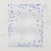 Silver Navy blue harts budget bruiloft uitnodiging Flyer (Achterkant)