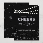 Silver New Years Eve Corporate Holidparty Kaart (Voorkant / Achterkant)
