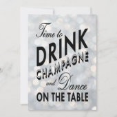 Silver New Year's Time to Drink Champagne Invite Kaart (Voorkant)