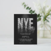 Silver New Years ve Disco Party Invitation Briefkaart (Staand voorkant)