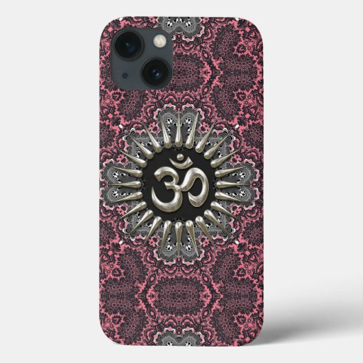 Silver Om  roze Damask Case-Mate iPhone Case (Achterkant)