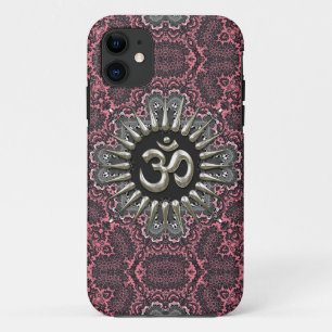 Silver Om  Roze Damask iPhone 5 iPhone 11 Hoesje