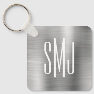 Silver Ombre Folie Drie Letter Monogram Sleutelhanger