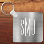 Silver Ombre Folie Drie Letter Monogram Sleutelhanger (Voorkant)