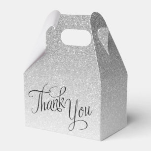 Silver Ombre Glitter Script Bedankt Bedankdoosjes