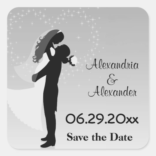 Silver Ombre Silhouet Bewaar de datum Sticker (Voorkant)
