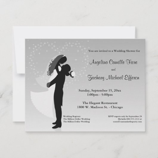 Silver Ombre Silhouette Formele Uitnodiging (Voorkant)