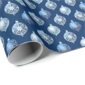 Silver Ornaments on Dark Blue Cadeaupapier (Rol Hoek)