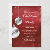 Silver Ornaments Red Bokeh kerstparty Kaart (Voorkant)