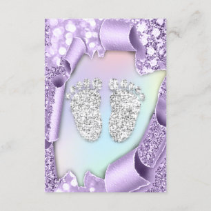 Silver Paars Baby shower Feet Boy 3d Hologr Kaart