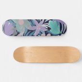 Silver Paars Blue Floral Leaves Illustrations Skateboard (Horizontaal)