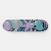 Silver Paars Blue Floral Leaves Illustrations Skateboard (Horizontaal)