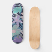 Silver Paars Blue Floral Leaves Illustrations Skateboard (Voorkant)