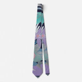 Silver Paars Blue Floral Leaves Illustrations Stropdas (Voorkant)