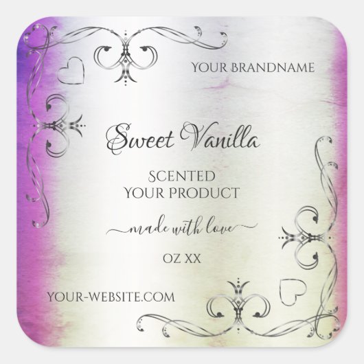 Silver  Paars Shimmery Marble Product Label (Voorkant)