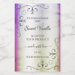 Silver Paars Shimmery Marble Product Label Voedselcontainer Etiket