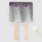 Silver Paars Wedding Programme Handwaaier (Voorkant en achterkant)