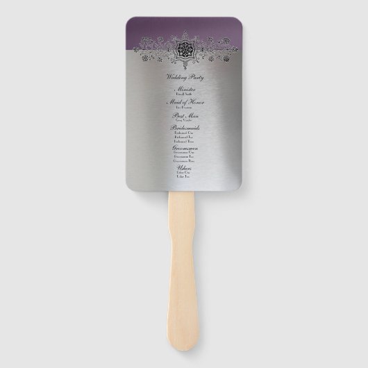 Silver Paars Wedding Programme Handwaaier (Achterkant)