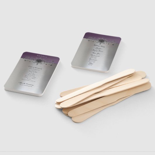 Silver Paars Wedding Programme Handwaaier (Niet-gemonteerd)