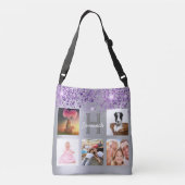Silver paarse glitter foto collage crossbody tas (Achterkant)