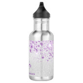 Silver paarse glitter monogram waterfles (Rechts)