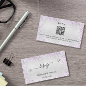 Silver paarse glitter trouwwebsite RSVP QR-code Informatiekaartje