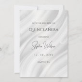Silver Paarse Sparkle Dress Quinceañera Save Date Kaart (Achterkant)