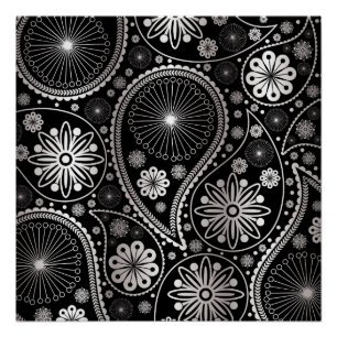 Silver paisley-patroon perfect poster