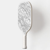 Silver Paper Quilling Daisy Design Pickleball Paddle (Links)